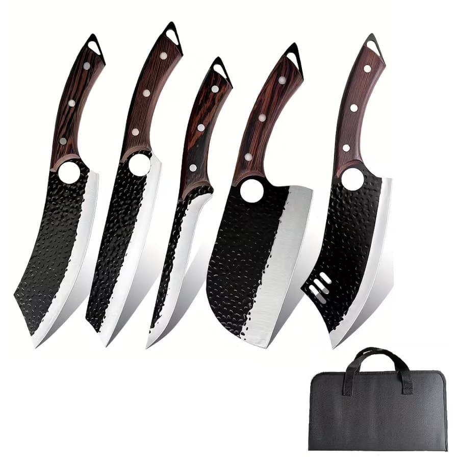 5-Piece Outdoor Chef Knife Set with Carrying Case